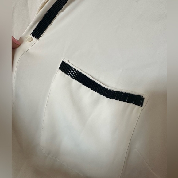 New Chicos Ivory Embellished Trim Dress Blouse Women’s 3 - Picture 9 of 10